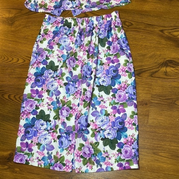 🌷EXPRESS Plus🌷 Vintage Floral Skirt & Top Casual Suit  Set - Picture 7 of 15